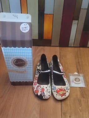Hot Chocolate Design Mary Jane Y2K Tatto Graphic Mules With Box N Cookie Card